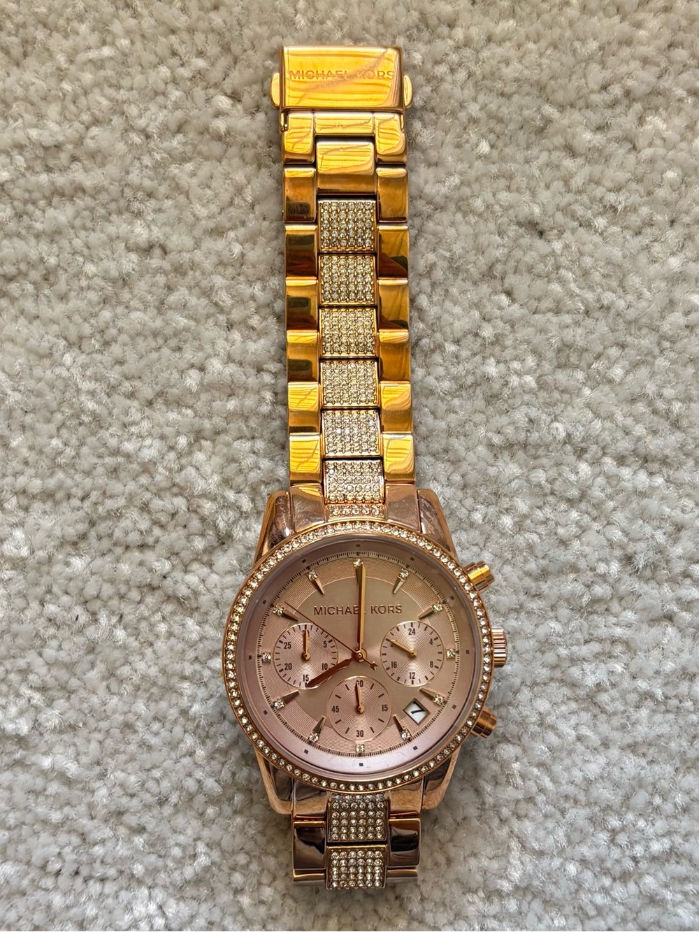 Michael Kors Rose Gold Crystal Link Watch